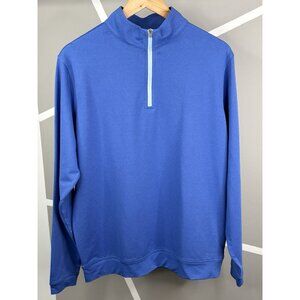 Peter Millar Perth Melange ¼ Zip Men’s M Blue Long Sleeve Pullover Golf Stretch